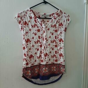 Women's red flower shirt size petite small